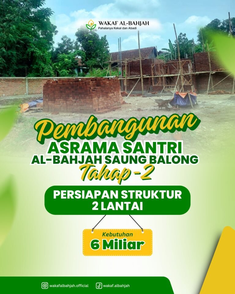 Wakaf Pembangunan Asrama Santri Albahjah Saung Balong –